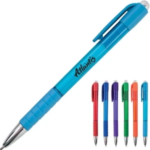 Ron - Translucent Click Pen With White Translucent Accents And Translucent Colored Grip
