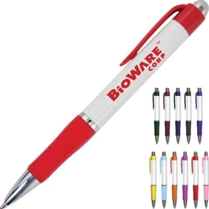 Jenner - White Click Pen With Colorful Accents And Matching Comfort Grip