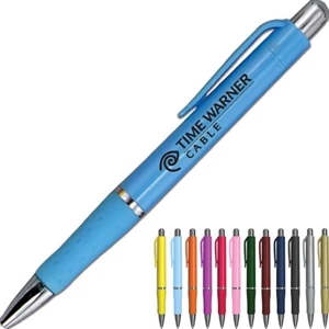 Spitz - Colorful Click Pen With Silver Accents And Matching Comfort Grip