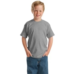 Hanes (r) Comfortblend (r) Ecosmart (r) - White - Youth Size 50/50 Cotton/polyester T-shirt With Taped Neck