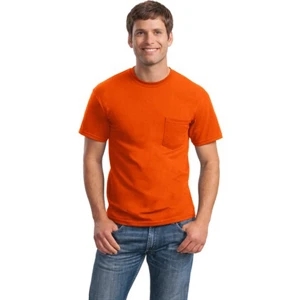 Gildan (r) - S - X L White - 50/50 Cotton/poly Pocket- T-shirt, 5.6 Oz Cotton, Seamless Collar