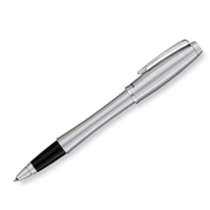 Urban - Brushed Chrome - Roller Ball Pen With Metallic Trim Fitted With Medium Point Black Gel Ink