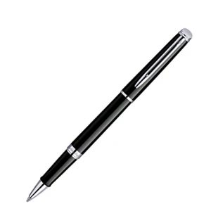Hemisphere (r) - Nickel Palladium Plated Clip And Trim - Black Lacquered Roller Ball Pen With Tapered Form