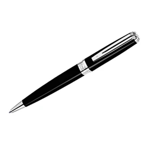 Exception (r) - Silver Plated - Slim Black Ball Pen With Metallic Plated Clip