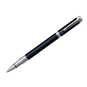 Perspective - Black Roller Ball Pen With Slender, Pure Tubular Body And Chrome Trim