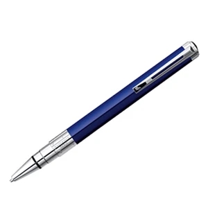 Perspective - Blue Ball Pen With Slender, Pure Tubular Body And Chrome Trim