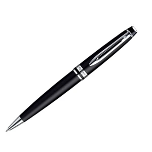 Expert - Matte Black Ball Pen With Nickel Palladium Plate Trim And Beveled Cap
