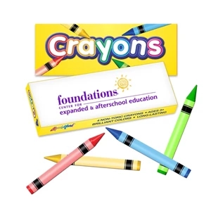 Four Pack Crayon Box. Crayon Colors Include; Red, Yellow, Green And Blue