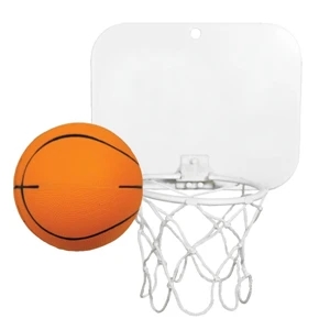 Backboard With Unimprinted Basketball - Can Be Affixed To Almost Any Surface. Double Sided Tape Included