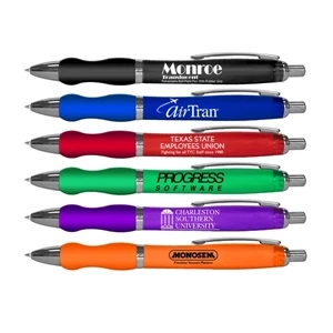 Monroe Translucent(tm) - Translucent Retractable Ball Point Pen With Contoured Rubber Grip