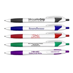 Silhouette Grip(tm) - Retractable Ballpoint Pen With Rubber Grip, 5 3/4"