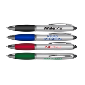 Iwriter (tm) Pro - Stylus & Twist Retractable Ball Point Pen With Rubber Grip And Black Ink