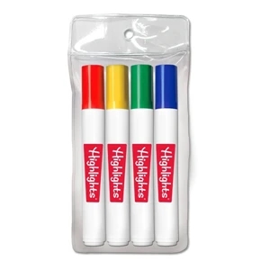 Washables - Conical Tip Four Pack Of Washable Markers In A Plastic Pouch