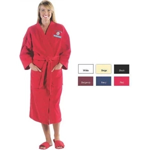 Colors - Cotton Terry Velour Kimono Robe With 3/4 Length Sleeves And Multi-needle Stitching