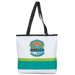 Oasis - Turquoise-apple Green - Convention Tote Bag With Pen Loop And 26.5" Shoulder Straps