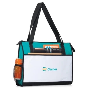 Merit - Turquoise - Business Tote Bag With Oversized, Zippered Main Compartment