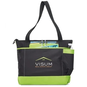 Avenue - Apple Green - Business Tote Bag With Front Pocket Sized To Fit A Tablet With A Case