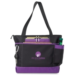 Avenue - Purple - Business Tote Bag With Front Pocket Sized To Fit A Tablet With A Case