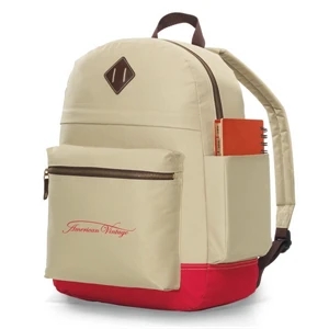 Heritage Supply (tm) - Khaki-red - Computer Backpack With Exterior, Padded Tablet Pocket (fits Up To 10" Tablet)