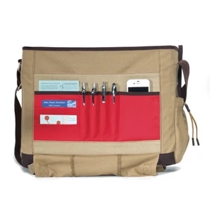 Heritage Supply (tm) - Desert Sand - Cotton Computer Messenger Bag With Felt-lined Laptop Pocket