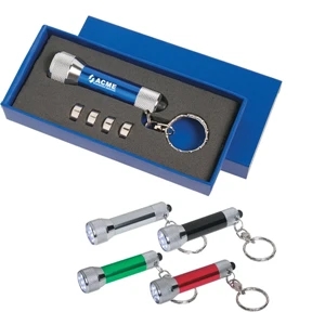 Aluminum Flashlight Keychain, 4 Cell Batteries Included With 5 White Led Lights