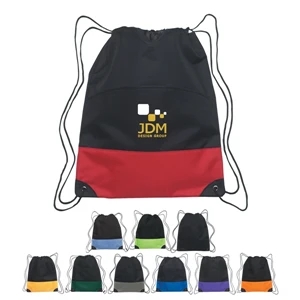 Silkscreen - 600 Denier Polyester Drawstring Sports Pack With Outside Pocket