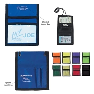 Neck Wallet Badge Holder With Clear Plastic Badge Window, 420 Denier Nylon