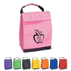 Non-woven Insulated Lunch Bag With Front Pocket With Coordinating Web Handle