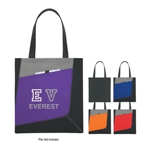 Non Woven Accent Tote Bag With 24" Handles And Front Pocket With Pen Loop