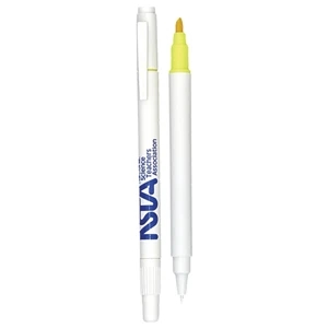 Twin-write - Pad Print - Ballpoint Pen With Black Ink And Chisel Tip Yellow Highlighter