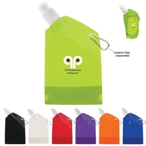 12 Oz. Collapsible Bottle With Leak-resistant Push Pull Lid And Carabiner