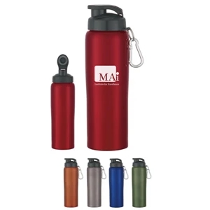 24 Oz. Stainless Steel Bike Bottle With Screw On, Spill Resistant Sip Through Lid