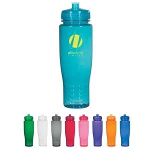 Hitgreen (tm) Poly-clean (tm) - Plastic Bottle With Leak Resistant Push Pull Lid, 28 Oz