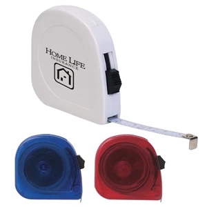Tape Measure, 10' Retractable Steel Tape With Push Button Locking Mechanism