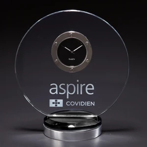 Encompass - Clock With Smoked Glass And Brushed Silver Accents. Closeout