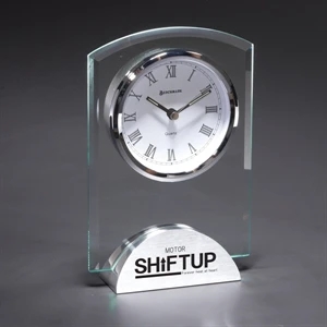 Duchess - Glass Desk Clock With Beveled Glass With Silver Aluminum Base