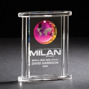 Spectrum - Glass Award With A Dichroic Coated Globe That Captures The Colors Of The World