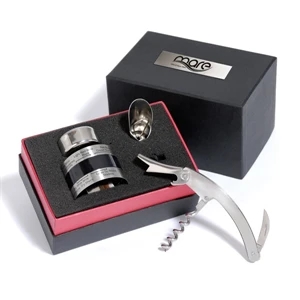 Connoisseur Ii - Set With Corkscre With Bottle Opener, Wine Collar, Wine Thermometer, And More. Closeout