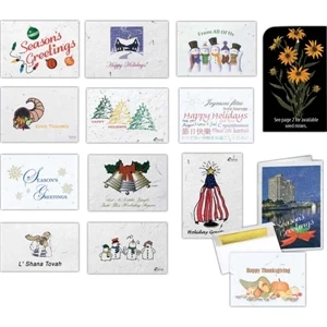 Greeting Card, No Message. - Floral Seeded Holiday Card With Standard Planting Instructions Printed On Back