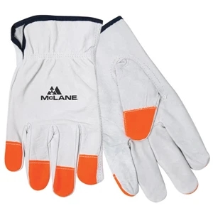 Hi-vis - X L - All Leather Driver's Glove With High Visibility Fingertips
