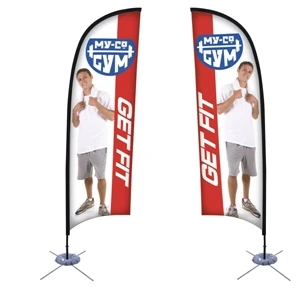 9' Razor Sail Sign Kit, Double-sided. Scissor Base With Water Ballast