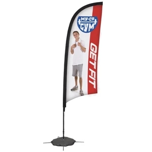 9' Razor Sail Sign Kit, Single-sided. Scissor Base With Water Ballast