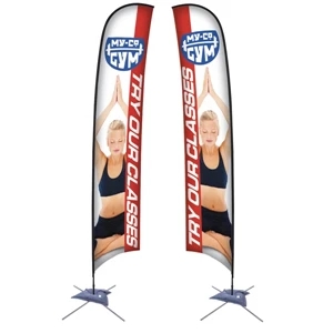 17' Razor Sail Sign Kit, Double-sided. Scissor Base With Water Ballast