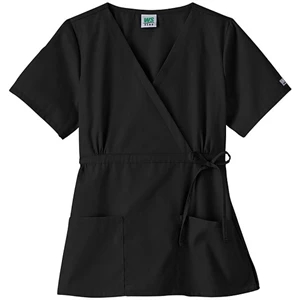 White Swan - White Swan Fundamentals Mock Wrap Top With Adjustable Tie Belt - 16 Colors