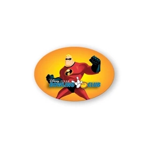 Oval Shaped Poly Button Made Of 30 Mil. High Impact Polystyrene, 1 1/2" X 2 1/4"