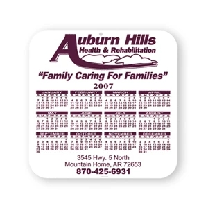 Square Shape Calendar With Rounded Corners. Sheet Printed On 10 Pt. Coated Paper