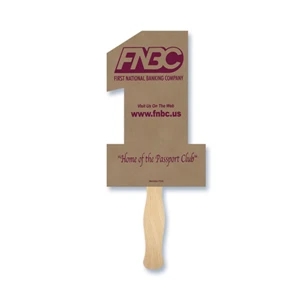 Number One Shape Hand Fan, 26 Point Recycled Natural Brown Kraft Chipboard