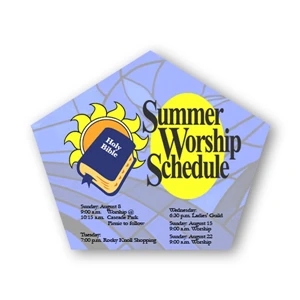 Hexagon Shape Stickless Hand Fan Printed On 16 Point Coated Board Stock