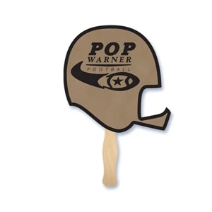 Helmet Shape Hand Fan, 26 Point Recycled Unbleached Natural Brown Kraft Chipboard