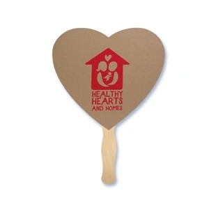 Heart Shape Hand Fan, 26 Point Recycled Unbleached Natural Brown Kraft Chipboard